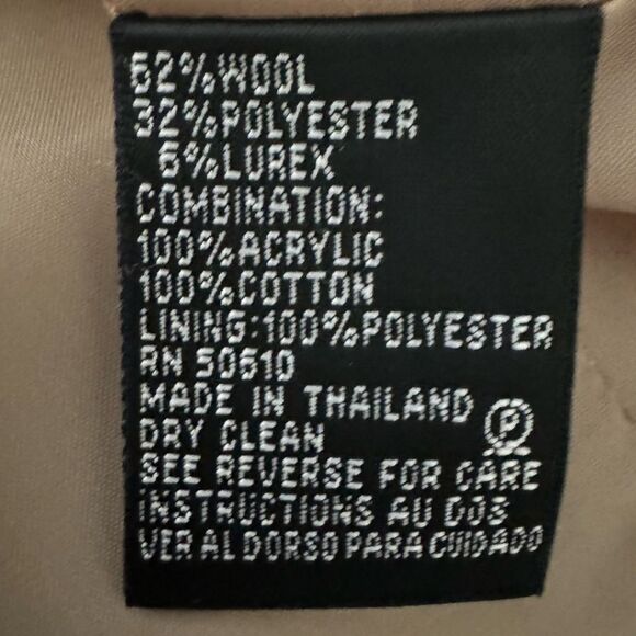 VTG Albert Nipon Boutique Fur Collar Tan Gold Sheen Wool Skirt Suit Size M/6/8P - Picture 10 of 16